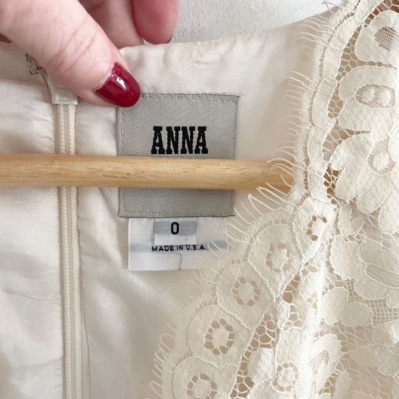 NWT Anna Sui Anthropologie Lonoke Crochet Ivory Cream Lace Sheath Dress Size 0 - Picture 5 of 16